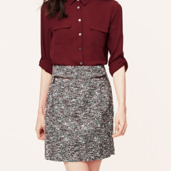 LOFT Dresses & Skirts - LOFT zipper detail textured tweed career skirt